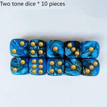 10pcs/Pack Best Seller Marble Acrylic Polka Dot Dice, Dual-Color Dice, 16mm Rounded Square Multicolor Checkerboard Game Accessories, Suitable For Tabletop Games, Entertainment, Parties - Multicolor - View 16