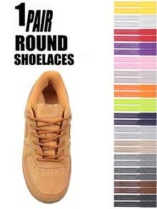 1 Pair Fashion Round Shoelaces, Suitable For Sneakers, Flats, Boots, Casual Shoes, Athletic Shoes, Available In Multiple Colors(120cm/47.24inch) - Multicolor - View 1