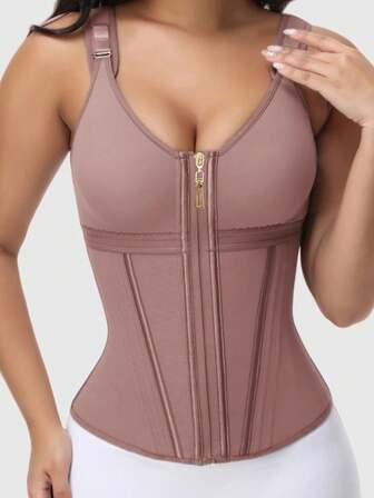 Midjetränarekorsett för kvinnor, magkontroll sportträning kroppsformande väst för kvinnor postpartum gym dragkedja och krokar, kvinnors tränings- och fitnessbälte, kvinnors bystformande shapewear, dubbelskiktad tight midjebandage, lämplig för träning eller sport