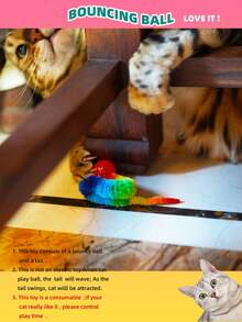 1pc Interactive Cat Lover And Cat Mom Love Toy Magic Worm Ball Elastic Ball Toy Furry Cat Lover And Cat Mom Loveerpillar Teaser Color Radom