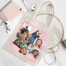 Margot Actor Robbie Aesthetic Canvas Tote Bag, Concert Movie Festival Related Reusable Totes Bag, No Zipper, No Pockets Inside - White - View 2