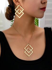 1 套简约时尚百搭夸张不对称设计戒指和耳环套装，适合度假和日常佩戴 - 幾何套裝 - 查看 22