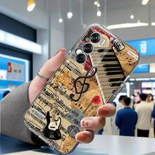 Funda de Teléfono con Collage Musical para Oppo A3 A3 Pro A3X A16 A17K A18 A38 A40 A55 A57 A57S A58 A60 A76 A77S A78 A79 A80 5G A95 A98 Reno 5 8T 10 11 Pro 12 13F Funda de Teléfono Transparente de Caricatura a Prueba de Golpes Cobertura Completa TPU Funda Protectora Simple de Moda a Prueba de Golpes Carcasa Suave Personalizada Creativa - Colores mixtos - Ver 6