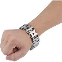 Pulsera de Herramientas Multifuncionales Portátiles Resistentes para Reparación del Hogar Camping Herramientas de Emergencia 29 Funciones Pulseras de Acero Inoxidable - Blanco - Ver 6