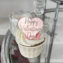 5个/10个/20个装心形亚克力情人节快乐纸杯蛋糕装饰插牌，适用于情人节派对DIY蛋糕甜点装饰用品 - 彩色 - 查看 9