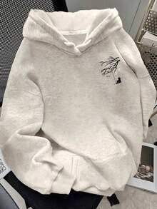 Winter Clothes For WomenINAWLY Women's Casual Letter & American Flag Print Long Sleeve Hoodie Sweatshirt, Autumn/WinterLoose And Comfortablehoodie Christmas Sweatshirt - 淺灰色 - 查看 2