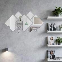 7 片装亚克力镜面墙贴带粘性艺术贴花缎纹纸卧室家居 DIY 装饰可移除贴纸