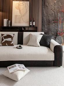 1 chiếc đệm sofa vải nhung màu trơn lãng mạn mùa cưới, họa tiết hoa bầu trời sao tối giản, chống trượt, chống trầy xước cho mèo, trang trí nhà cửa phù hợp cho sofa 1/2/3/4 chỗ ngồi, sử dụng được quanh năm. - Màu be - Xem 3