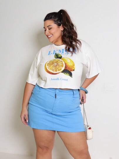 Cropped Plus Size Streetwear Estampa Lemon– Estilo com Conforto 100% Algodão