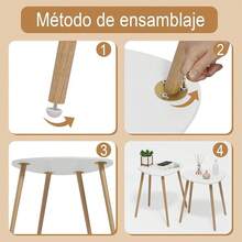 FurnitureR Juego de 3 Mesas auxiliares Triangulares Mesita Auxiliar Mesa de Centro Mesita Auxiliar Minimalista Moderna para Sala de Estar y balcón Hogar y Oficina Chocolate - blanco - Ver 5