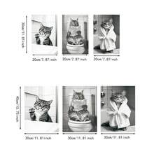 1/3pcs Modern Minimalist Abstract Art Prints, Black & White Cat Brushing Teeth, Using Toilet, Wearing Bathrobe Canvas Poster, Suitable For Bedroom, Living Room, Bathroom, Kitchen, Office Decor, Framed/Unframed Wall Art - Multicolor - View 7