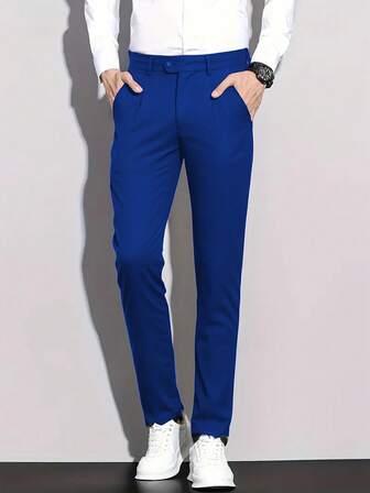 HALLOWEEN Men Suits New Autumn Collection Men's Royal Blue Suit Pants For Business Men's Flex Straight Fit Flat Front Pant Concert Graduation Season Size Size M-3XL