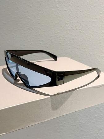 1 件 Y2K 未来主义银色时尚眼镜 男女通用一体式护目镜 赛博朋克街头服饰时尚配饰