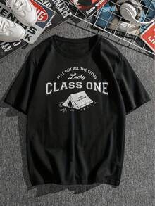 Playera algodón deportiva casual de hombre,  Camiseta de estilo hip-hop urbano , manga corta de corte holgado, bicolor blanco y negro, top casual transpirable de moda, ropa casual Camiseta divertida Moda de verano. - Negro (delantero) - Ver 3