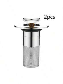 1pc/2pcs Bounce-Back Sink Drain Plug, Suitable For Sink Drainage, Hair Collection And Filtration, Bathroom Anti-Clogging Bathroom Accessories Bathroom Tools - Silver - View 11