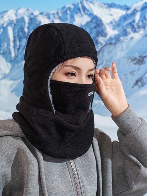 1pc Men's Thick Thermal Lined Neck Warmer & Face Mask Combo, Windproof Winter Cycling Balaclava