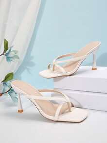 French Strap Thin High Heel Sandals For Women, Summer Outdoor Wear, New Fashionable Versatile Comfortable High Heels, French Elegant Style Suitable For Dresses - White - View 3
