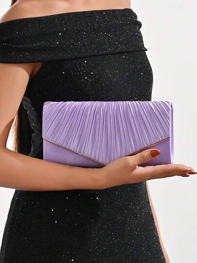 Clutch Purse Evening Bag For Women,Elegant Pleated Evening Envelope Handbag With Detachable Chain For Wedding And Party Clutch Purse Evening Bag