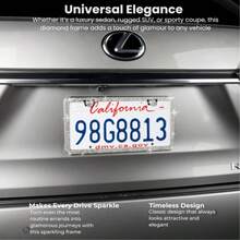 1PCS/2PCS Diamond Glitter Stainless Steel License Plate Frame, Ladies Car Decor, Comes With Easy Installation Kit And Start Button Sticker, For Car And SUV, American License Plate Standard, Fashion Accessory, Stylish Car Decor, Birthday, Holiday Gift - 白色2pcs - 查看 9