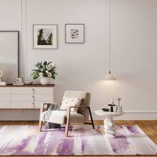 5x7 Ft Abstract Oil Painting Area Rug, Machine Washable Non-Skid Easy Clean Carpet, Fade Pattern For Living Room Bedroom Dining Room Home Office(Pink, Grey, Purple, Brown) - 紫色 - 查看 4