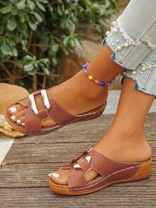 Dép xỏ ngón đế xuồng màu bạc khóa cài thời trang mùa hè cỡ lớn 36-45, dép xỏ ngón đế xuồng ... - dập nổi màu nâu - Xem 6