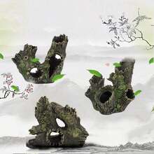 1pc Aquarium Resin Crafts Crystal Shrimp Evacuation House Breeding House Tree Roots Sinking Wood Playhouse Hollow Tree Suitable For Fish Tank Decoration Aquarium Decorations - Multicolor - View 10