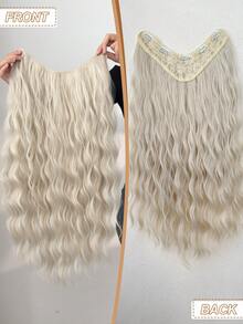 V-Clip Style Hair Extensions With White 24 Inch Water Ripple Heat-Resistant Fiber Synthetic Hair Pieces, Suitable For Women's Christmas, Halloween Parties, And Daily Use