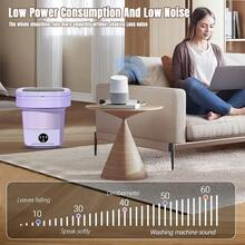 Tragbare Mini 11L Waschmaschine zum Falten, Faltbare Waschmaschine, Waschtrockner,  Tragbare Waschmaschine, Timer, Leiser Betrieb, Effiziente Reinigung, Blaulicht + Abflusskorb + Abflussrohr, Geeignet für Reisen, Wohnungen, Babykleidung, Socken - EU C-Typ Stecker (220-240V) - Übersicht 2