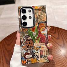 Funda de teléfono con diseño de calavera de calabaza para Samsung Galaxy S25ULTRA, S24PLUS, S23FE, S21PRO, S22, S20+, A03S, A05S, A14, A31, A53, A34, A10, A04E, M04, A33, A35, A55, A72, A71, A70, A22, A16, A06, A20S, A54, con diseño antimanchas, moderno, a la moda y colorido en plata IMD. - Colores mixtos - Ver 2