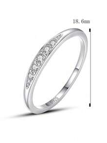 1pc S925 Sterling Silver Cubic Zirconia Inlaid Ring, Micro-Pave Diamond Band, Suitable For Women's Daily Wear, Parties, Weddings, Ideal For Valentine's Day, Wedding Jewelry And More Occasions
