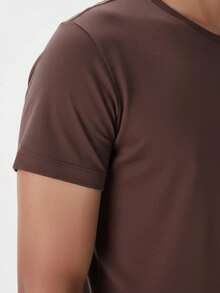 Ogochi Basic Slim Fit T-Shirt, Original Cotton, Various Colors, Christmas, New Year, Summer, Spring - Chocolate Brown - View 2