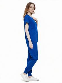 Conjunto de 2 Piezas Uniforme Quirúrgico Anti Fluidos Dama Excelente Calidad, Mujer Uniforme Medico, Conjunto Quirúrgico Filipina Pantalon, Pijama Uniforme Antifluidos Mujer - azul real - Ver 8