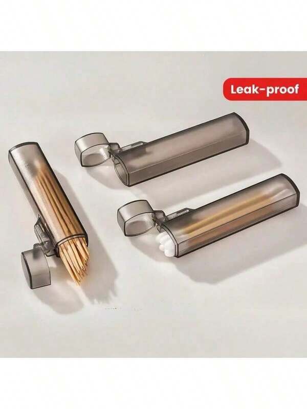 1 Stück tragbare transparente Plastik Zahnstocherbox mit Wattestäbchen | auslaufsicheres Metallzylinder-Design | Zuhause, Camping und Outdoor Reise Aufbewahrung | moderner minimalistischer Stil | transparenter Plastikbehälter