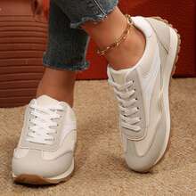 Breathable Classic Walking Trainers Tennis Shoes Sneakers For Women Low Top Comfortable Casual Running Chunky Shoes Spring Autumn Sneakers Shoes Outdoor Office Work Sport - 米色 - 查看 6