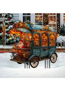 1pc Classic Acrylic 2D Flat Reindeer Garden Stake - Holiday Outdoor Christmas Decor, Freestanding, Animal Themed, Battery-Free