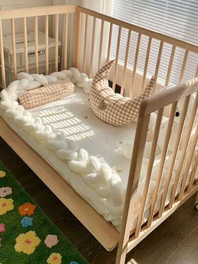 Protetor de Grade de Berço Estilo INS, 1 peça, em Tricô Trançado de 3 Fios, Almofada Macia Anticolisão para Berço Infantil, para Recém-Nascidos, 2M/3M