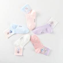 Disney 1/5 pares de calcetines de niños con diseños de dibujos animados, calcetines transpirables para niños y niñas para usar en la escuela/casa, primavera/verano - Multicolor - Ver 9