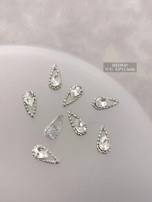 5Pcs/30Pcs/50Pcs Mixed Size Luxury Nail Rhinestone Decorations, New Sparkling Alloy Stacked Rhinestone, Crystal Oblique Heart & Square Nail Charms, Diy Nail Supplies Nails Nail Gems