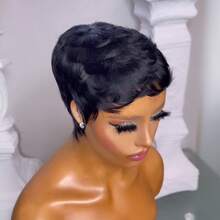Short Wigs For Black Women, Real Hair Pixie Short Wigs, Brown, Black, Multi-Color Short Layered Wigs, Christmas & Daily Fashion Layered Short Wigs With Bangs - Multicolor - View 10