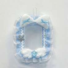 1pc Cute Lace & Mesh Photo Display Card Holder, With Hanging Chain, Pentagram Pattern Handmade DIY Finished Product, Idol Fandom Goods, 3-Inch Photo Display, Kpop Fluffy Angel Wings Cat Ear Decor, Lolita Card Holder - Multicolor - View 5