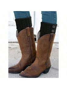 1 Pair Women's Winter Warm Boot Cuffs, Crocheted Knitted Boot Socks Short Leg Warmers, Leg Sleeve Boots Cover Warmer Gifts  Plain    Casual    Polyester    Rib-Knit - 白色 - 查看 4