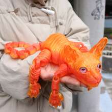 1 件 50 厘米/19.69 英寸 3D 打印巨型狮身人面像猫雕像，无毛猫家居装饰，逼真的仿真眼睛，全身可活动关节，彩虹系列猫装饰，节日装饰礼物，圣诞节，万圣节装饰，猫爱好者的完美礼物 - 彩色 - 查看 30