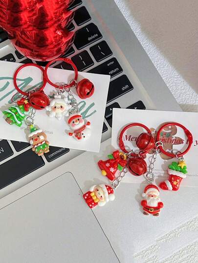 1pc Christmas Hanging Ornament, Santa Claus Holiday Gift, Gingerbread Man Accessory, Phone Charm, Car Key Chain