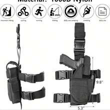 1 Pc Right-Handed Tactical Thigh Holster - Adjustable Quick-Draw With Magazine Pouch, 600D Nylon For CS Field & Airsoft - Black - View 8