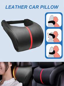 1pc Memory Foam Car Neck Pillow - PU Leather Neck Support Cushion, Adjustable Dual-Sided Design, Universal Fit For All Vehicles, Comfortable & Breathable, Ideal For Long Drives, Fashionable Interior Accessory - one-size - View 4