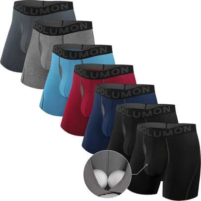 Boxer Hombre 7 Piezas Calzones de Hombre con Pouch de Soporte Total 3D Bambú Rayón Ropa Interior Hombre Transpirable Suave
