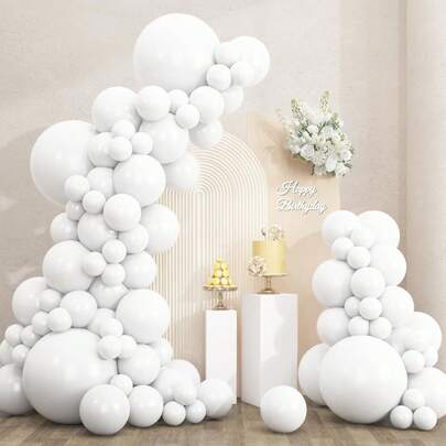 106pcs White Balloon Arch Garland, Latex Balloons Suitable For Wedding, Boy/Girl Birthday Party, Baby Christening, Anniversary Decoration