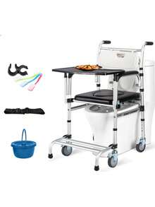 Silla Para  Ducha De Ruedas Con Bacinica Ajustable 150kg - Paquete 2 - Ver 1