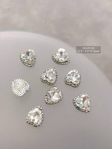 5Pcs/30Pcs/50Pcs Mixed Size Luxury Nail Rhinestone Decorations, New Sparkling Alloy Stacked Rhinestone, Crystal Oblique Heart & Square Nail Charms, Diy Nail Supplies Nails Nail Gems