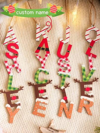 1PC Customizable Name Christmas Hat Acrylic Keychain, With A Star, Bell Charm, Personalized Name Backpack Pendant, Water Cup Charm, Cartoon Christmas Hat And Reindeer Personalized Name Keychain, Christmas Name Tag, Christmas Decoration Pendant, Suitable As A Christmas Gift Creative Gift, Perfect For Friends, Family, Loved Ones, Wedding Anniversaries, Birthdays, A Unique Keepsake